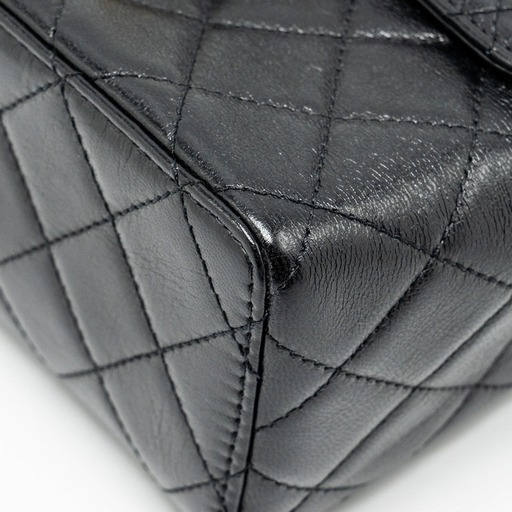 CHANEL 22K RETRO CLASSIC NEW SQUARE LARGE FLAP BAG GOATSKIN BLACK GHW (MICROCHIP)