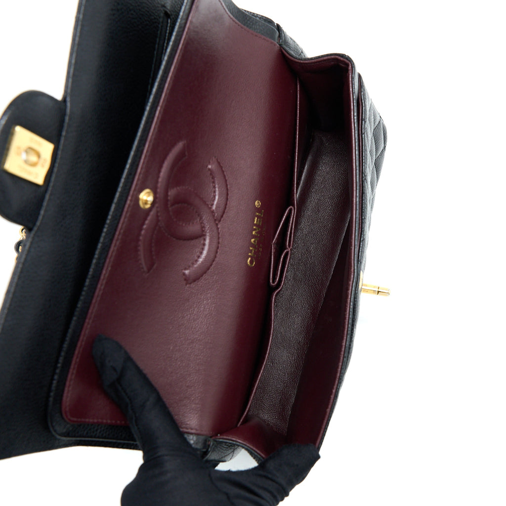 CHANEL MEDIUM CLASSIC DOUBLE FLAP BAG CAVIAR BLACK GHW