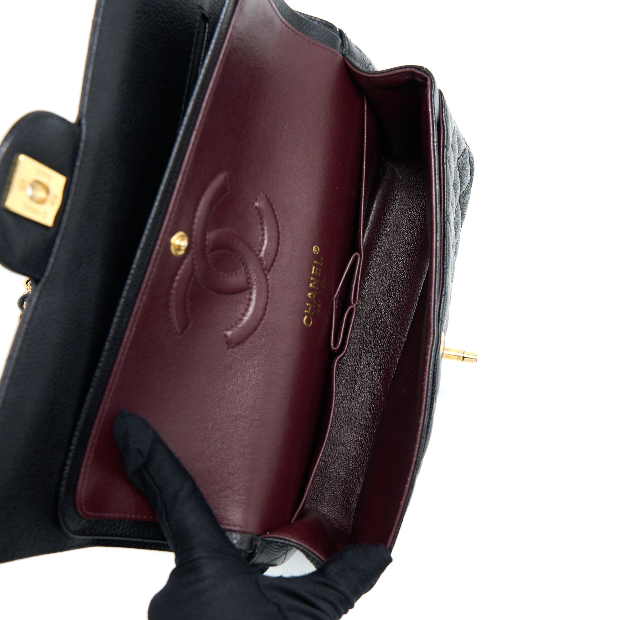 CHANEL MEDIUM CLASSIC DOUBLE FLAP BAG CAVIAR BLACK GHW