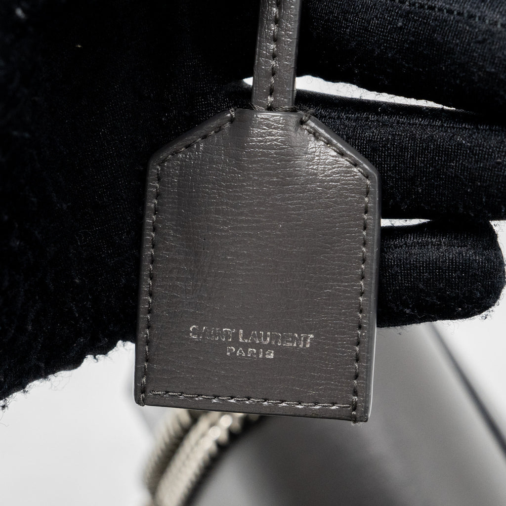SAINT LAURENT MEDIUM SUNSET CHAIN BAG CALFSKIN DARK GREY RUTHENIUM HARDWARE