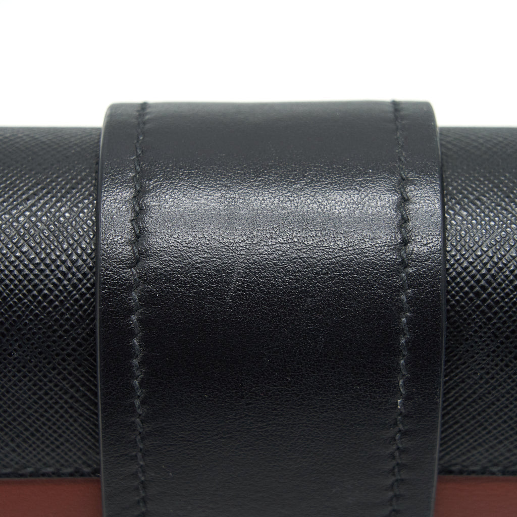 PRADA LEATHER CASHIER BAG BURGUNDY/ BLACK GHW
