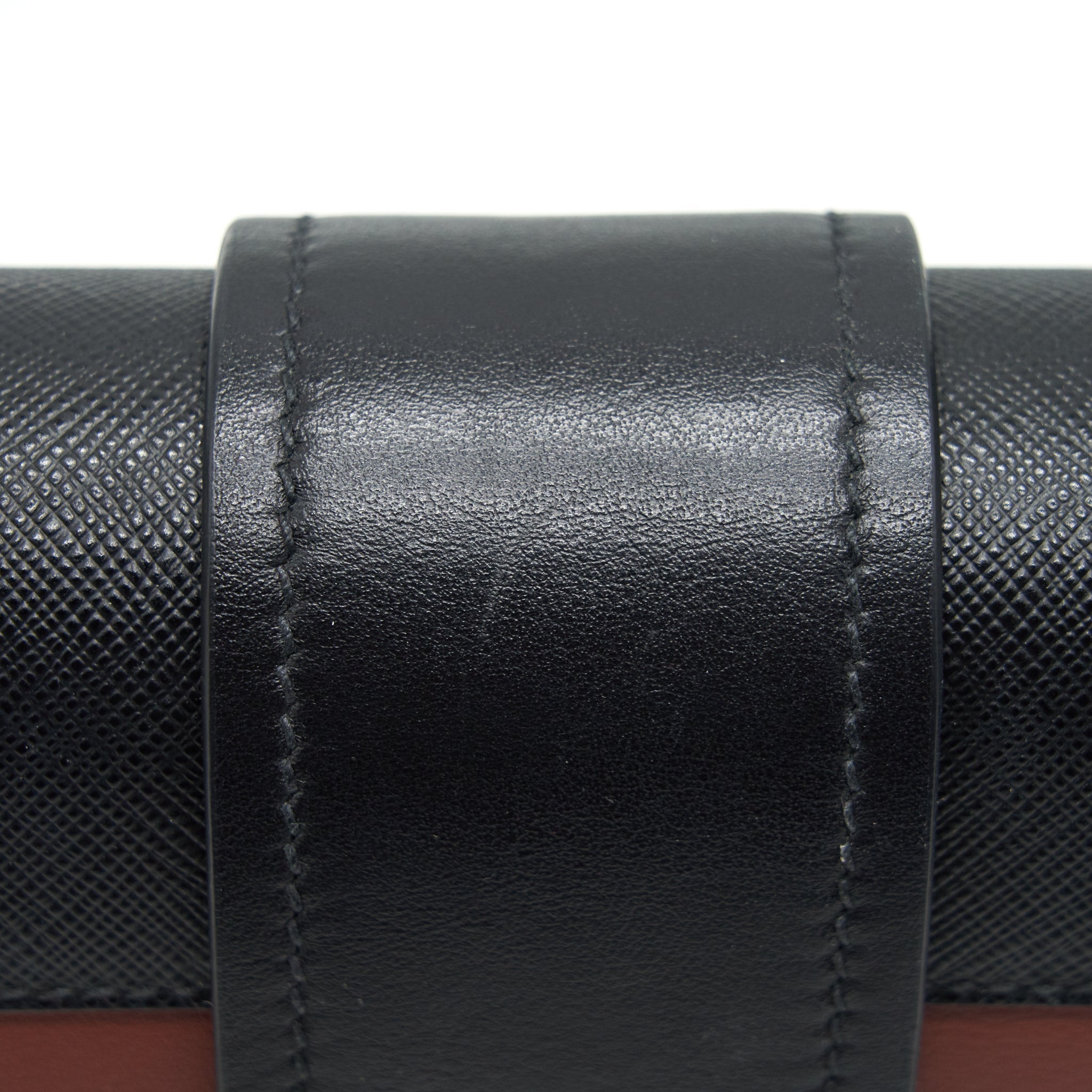 PRADA LEATHER CASHIER BAG BURGUNDY/ BLACK GHW