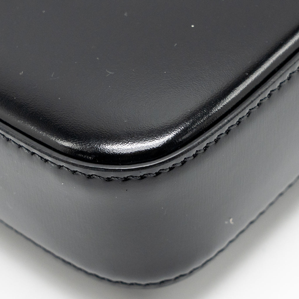CELINE TRIOMPHE SHOULDER BAG SHINY CALFSKIN BLACK GHW
