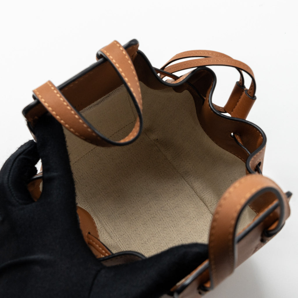 LOEWE MINI HAMMOCK DRAWSTRING BAG CALFSKIN TAN SHW
