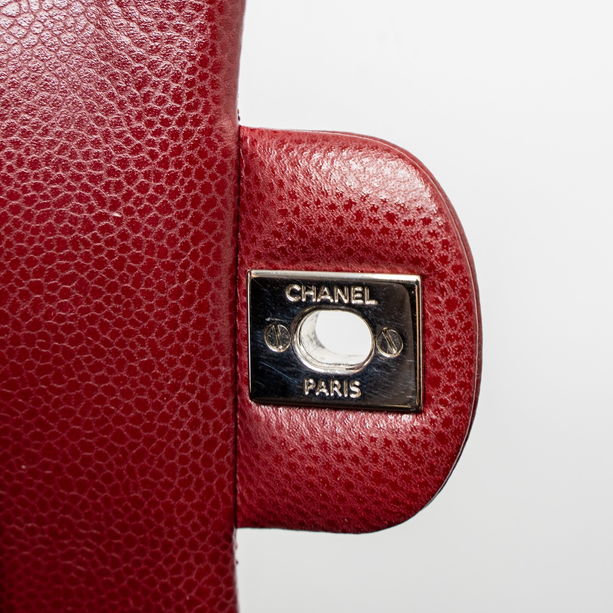 CHANEL MEDIUM CLASSIC DOUBLE FLAP BAG CAVIAR DARK RED SHW