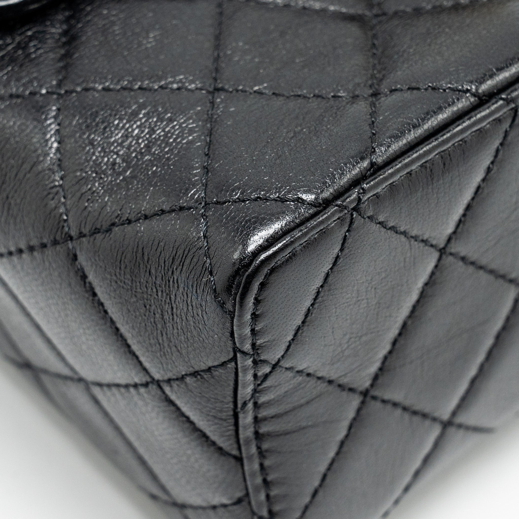 CHANEL 22K RETRO CLASSIC NEW SQUARE LARGE FLAP BAG GOATSKIN BLACK GHW (MICROCHIP)