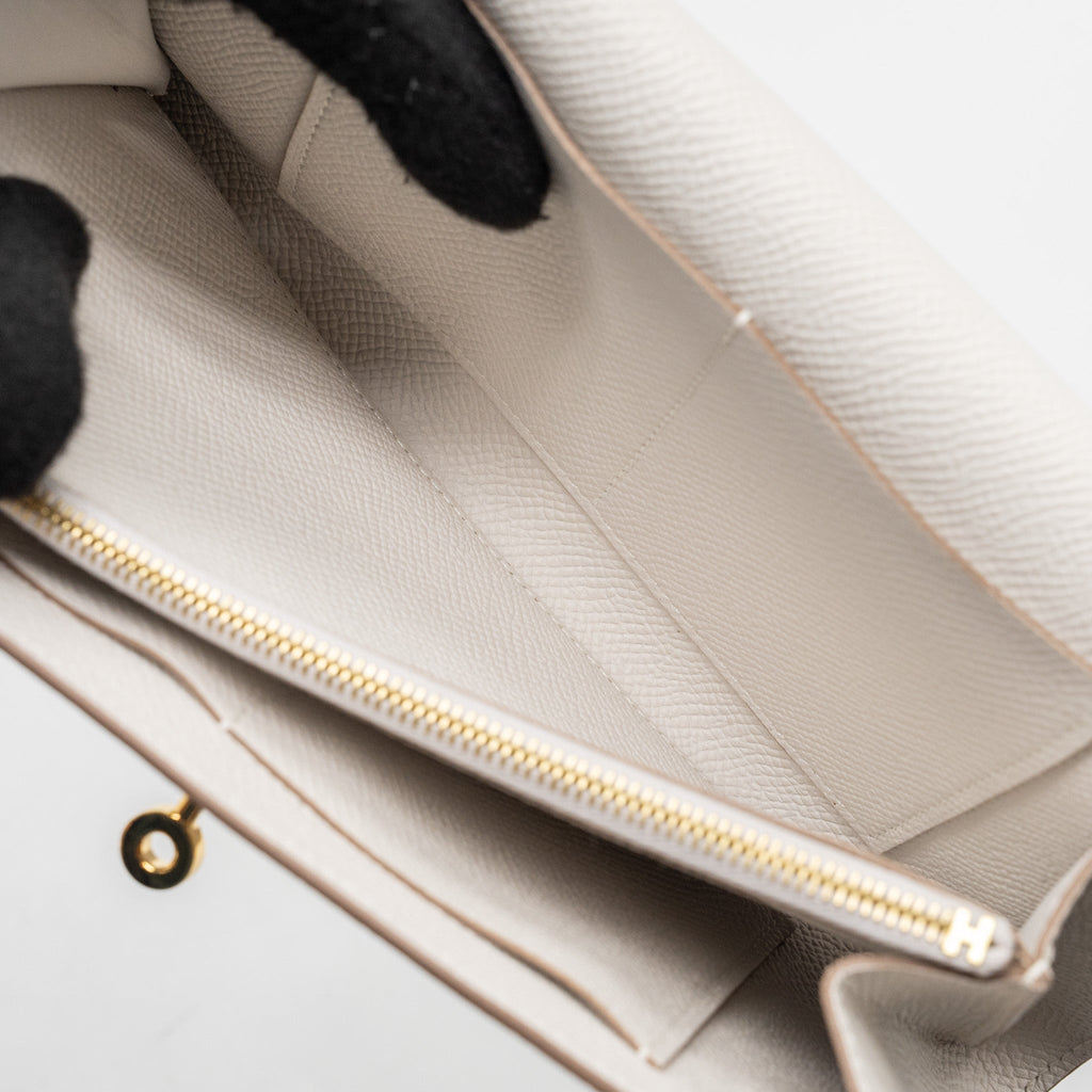HERMES CLASSIC KELLY TO GO EPSOM GRIS PALE GHW