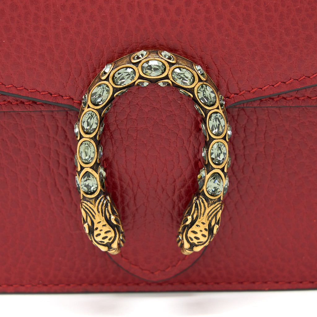 GUCCI SUPER MINI DIONYSUS CALFSKIN RED RUTHENIUM SHW