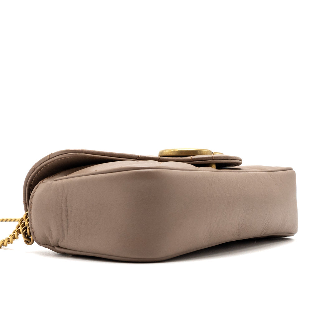 GUCCI SUPER MINI GG MARMONT BAG CALFSKIN BEIGE GHW