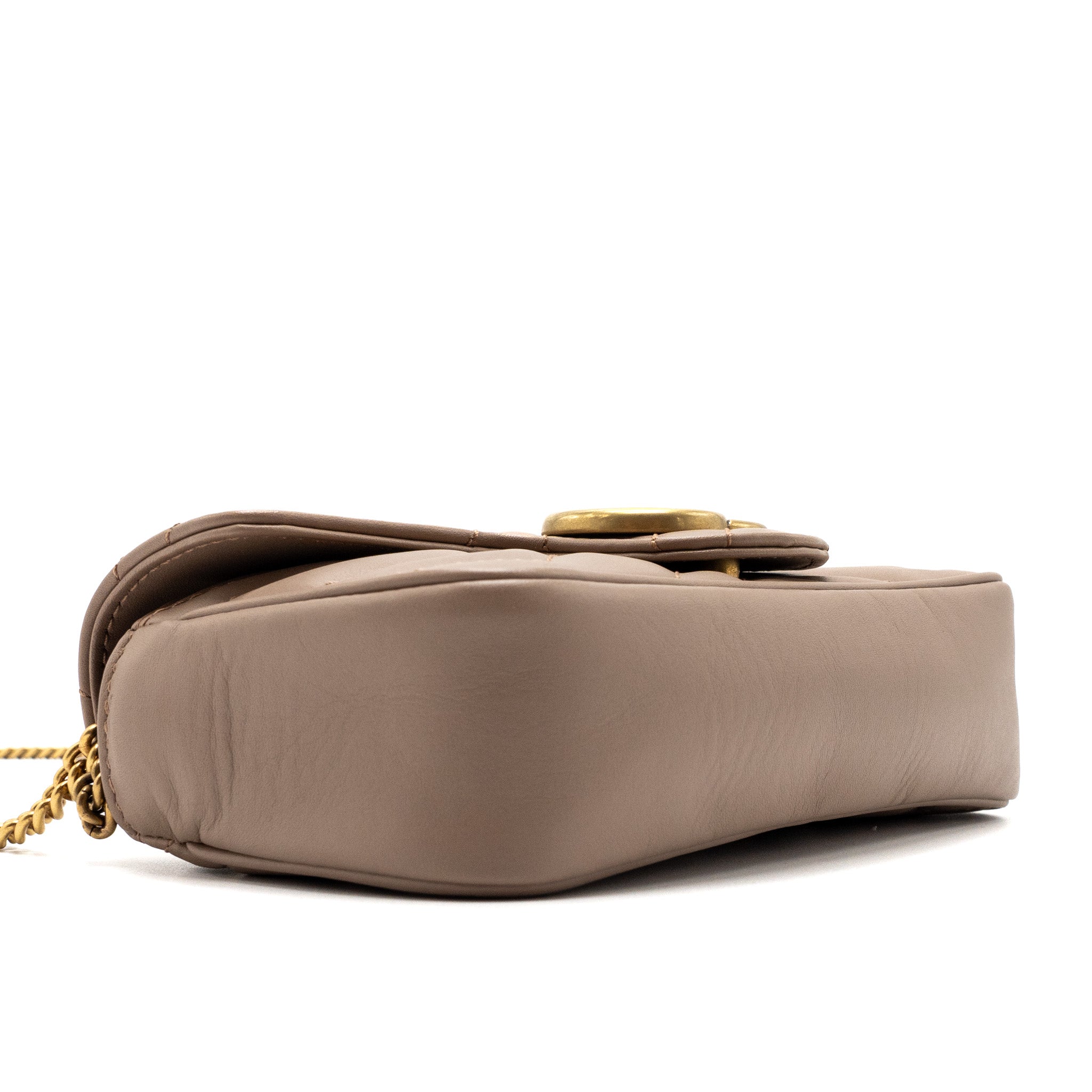 GUCCI SUPER MINI GG MARMONT BAG CALFSKIN BEIGE GHW