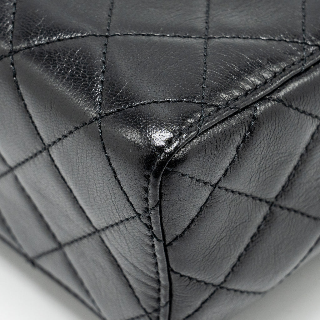 CHANEL 22K RETRO CLASSIC NEW SQUARE LARGE FLAP BAG GOATSKIN BLACK GHW (MICROCHIP)