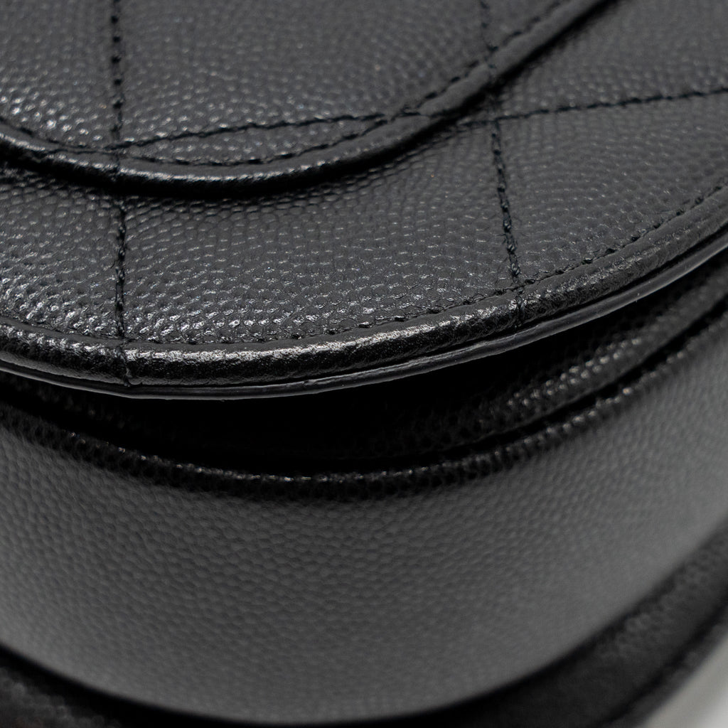 CHANEL 22B ROUND MESSENGER BAG CAVIAR BLACK GHW (MICROCHIP)