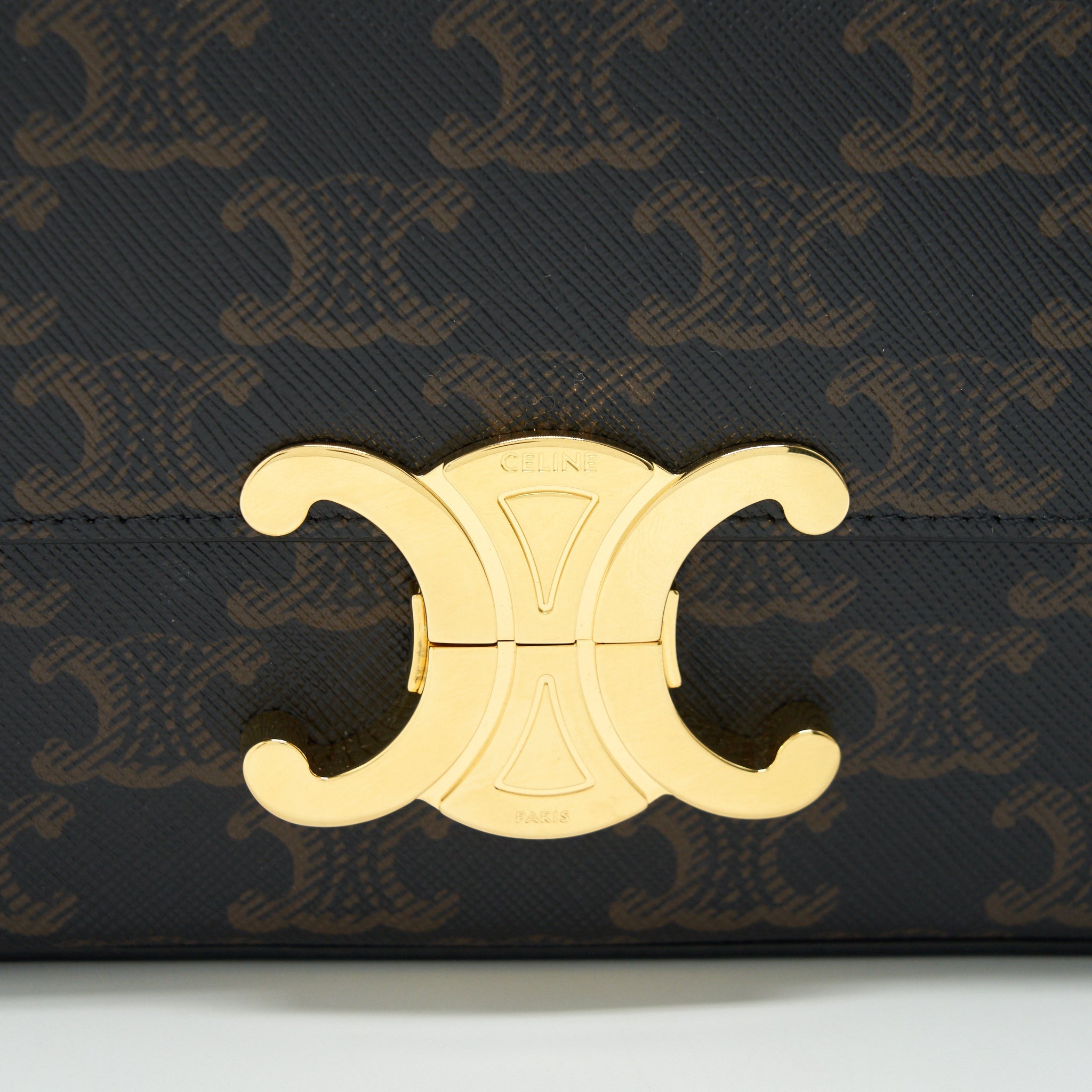 CELINE TRIOMPHE SHOULDER BAG IN TRIOMPHE CANVAS AND CALFSKIN