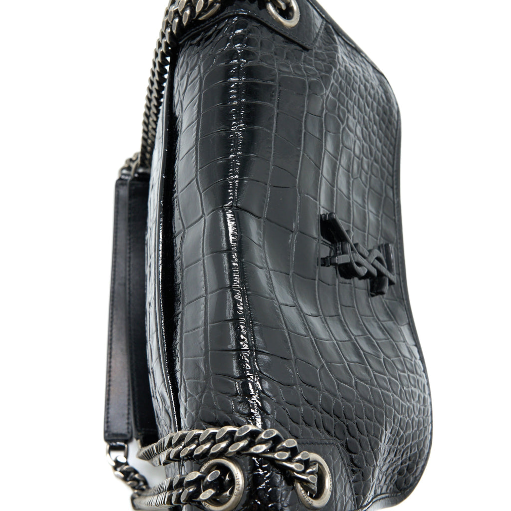 SAINT LAURENT MEDIUM NIKI CHAIN BAG PATENT BLACK SHW