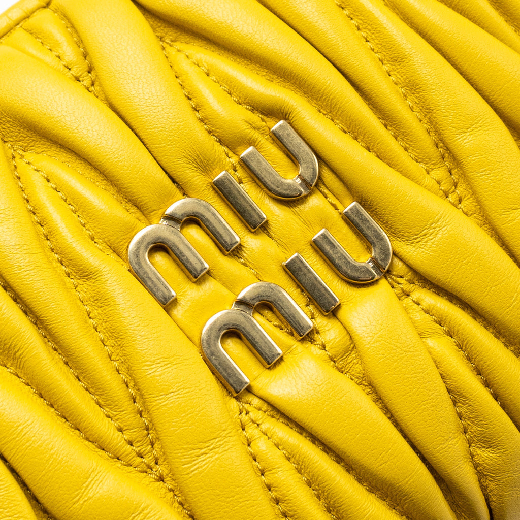 MIUMIU WANDER MATELASSE MINI HOBO BAG NAPPA YELLOW GHW