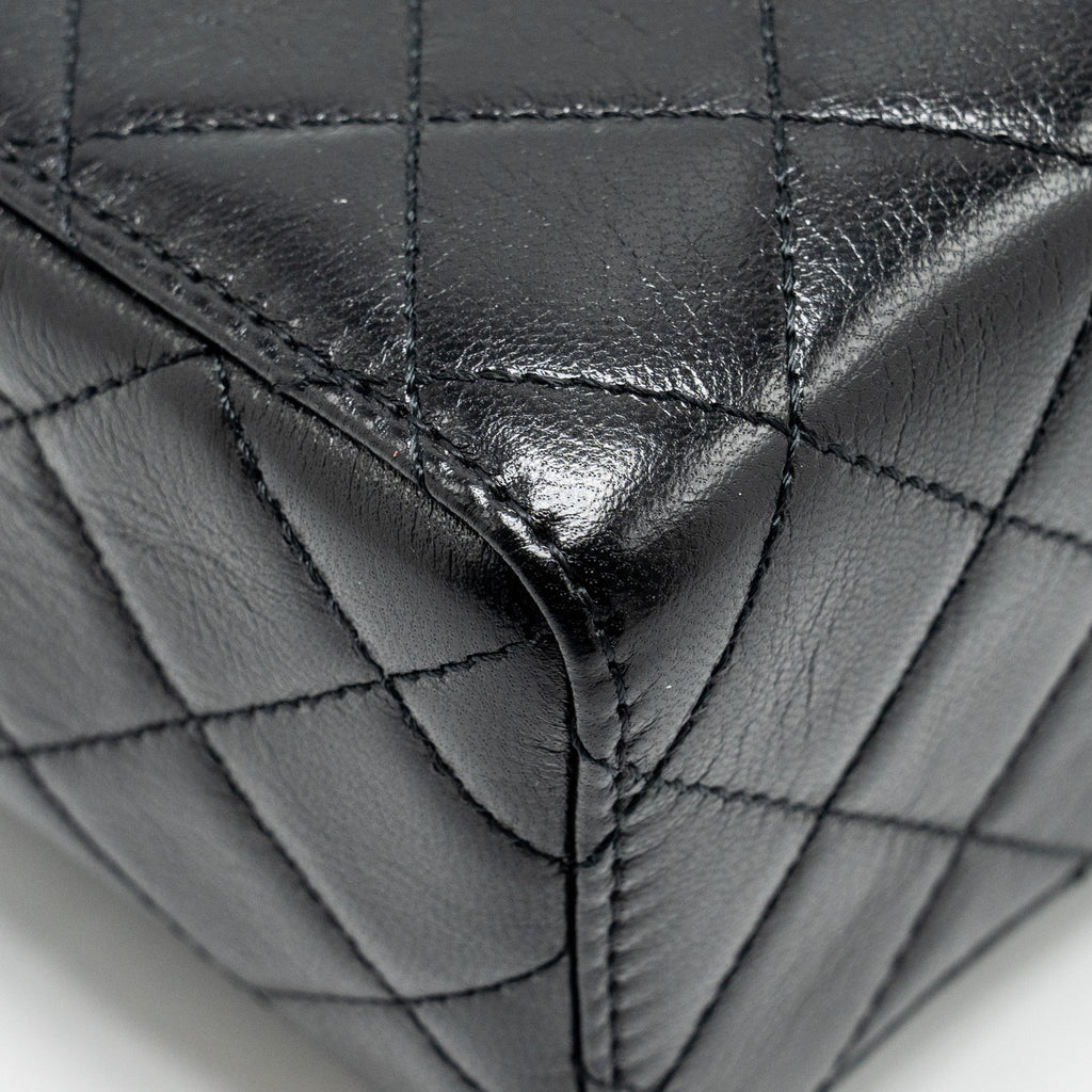CHANEL 22K RETRO CLASSIC NEW SQUARE LARGE FLAP BAG GOATSKIN BLACK GHW (MICROCHIP)