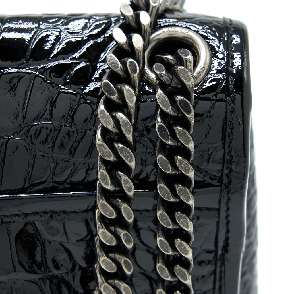 SAINT LAURENT MEDIUM NIKI CHAIN BAG PATENT BLACK SHW