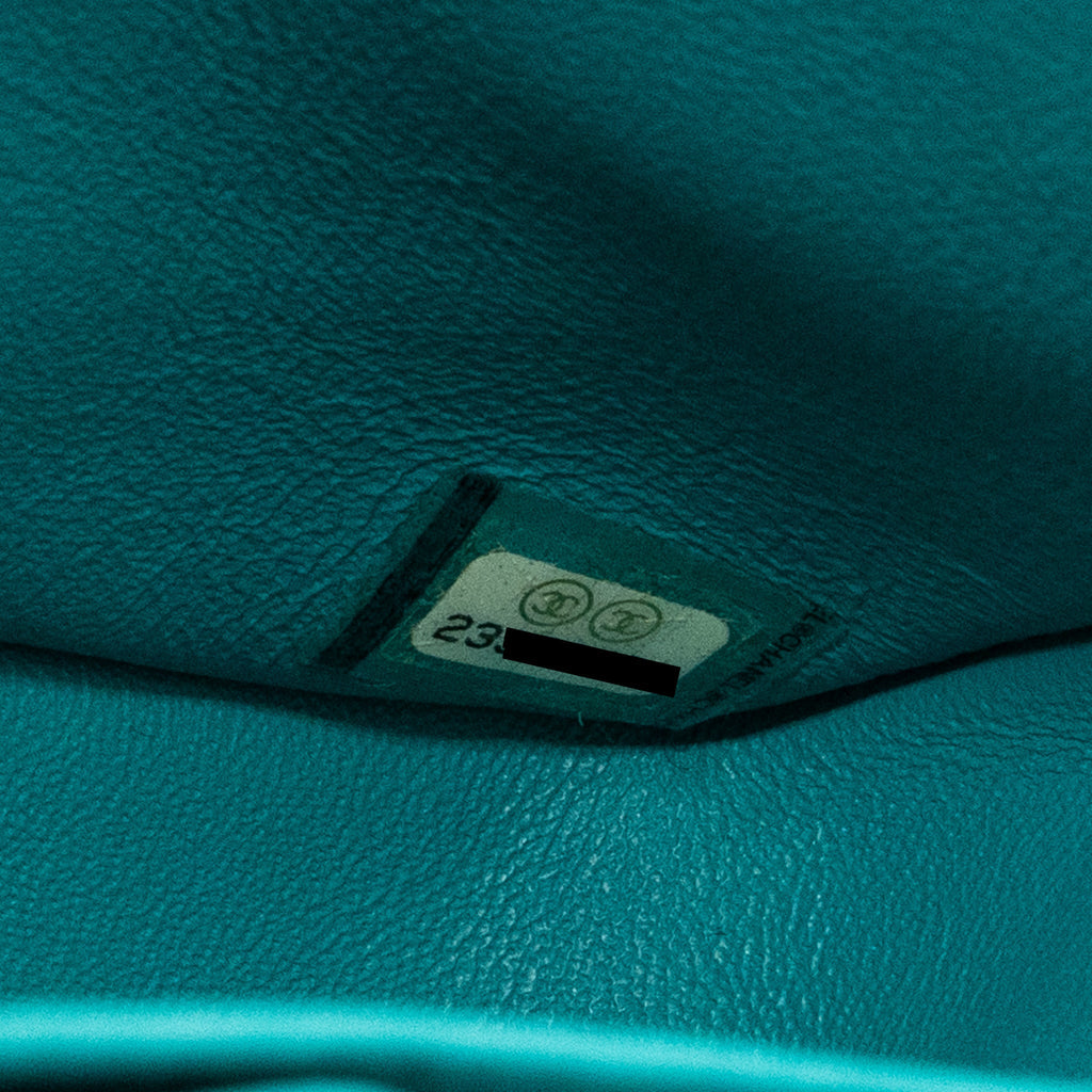 CHANEL MEDIUM CLASSIC DOUBLE FLAP BAG CAVIAR TURQUOISE LGHW
