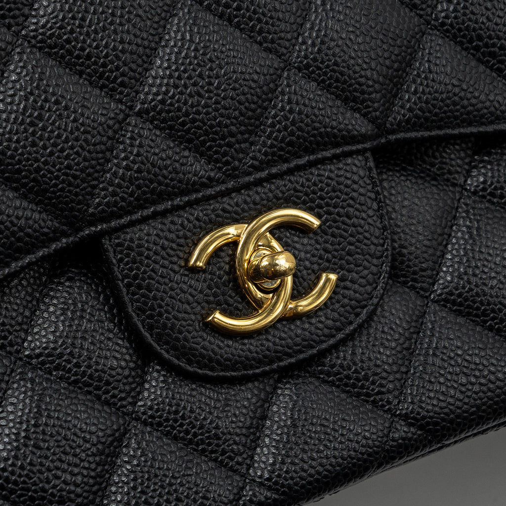 CHANEL JUMBO CLASSIC DOUBLE FLAP BAG CAVIAR BLACK GHW