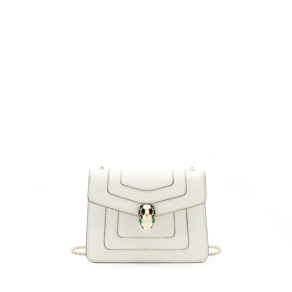 BVALGARI SERPENTI FOREVER CROSSBODY BAG CALFSKIN WHITE LGHW