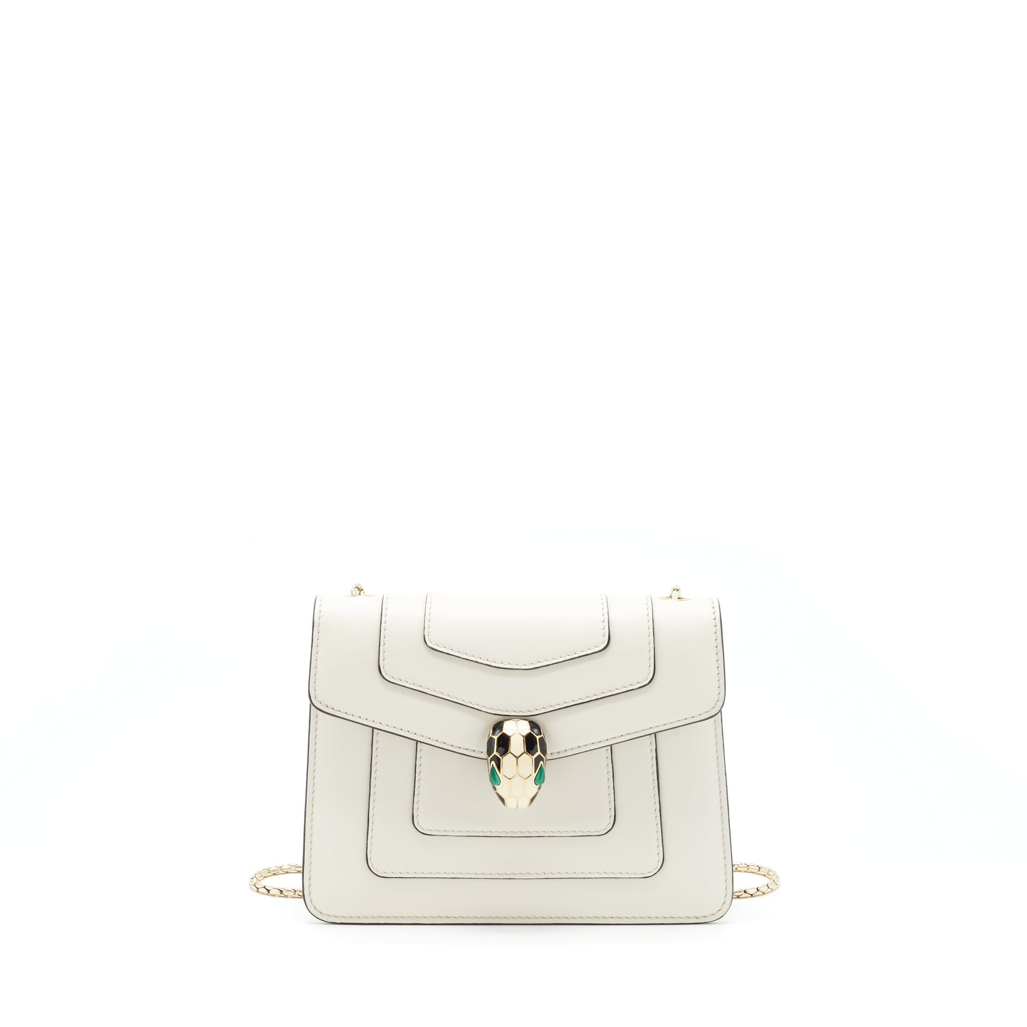 BVALGARI SERPENTI FOREVER CROSSBODY BAG CALFSKIN WHITE LGHW