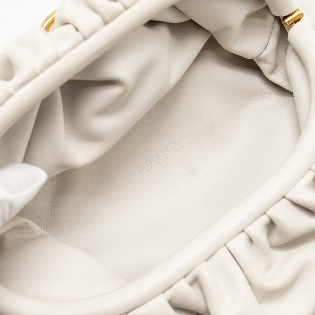 BOTTEGA VENETA THE BELT CHAIN POUCH BAG CALFSKIN WHITE GHW