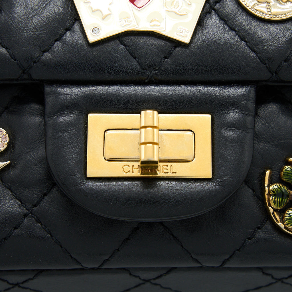 CHANEL MINI 2.55 REISSUE FLAP BAG LUCKY CHARMS CASINO LIMITED AGED CALFSKIN BRUSHED GHW