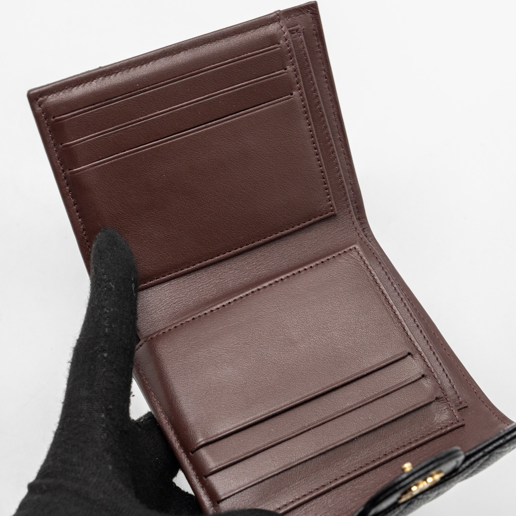 CHANEL CLASSIC COMPACT WALLET CAVIAR BLACK GHW