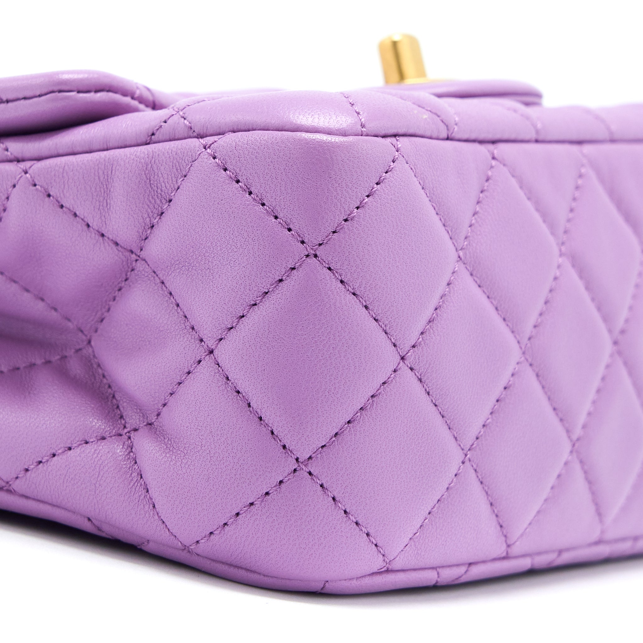 CHANEL 22S PEARL CRUSH MINI SQUARE LAMBSKIN PURPLE GHW