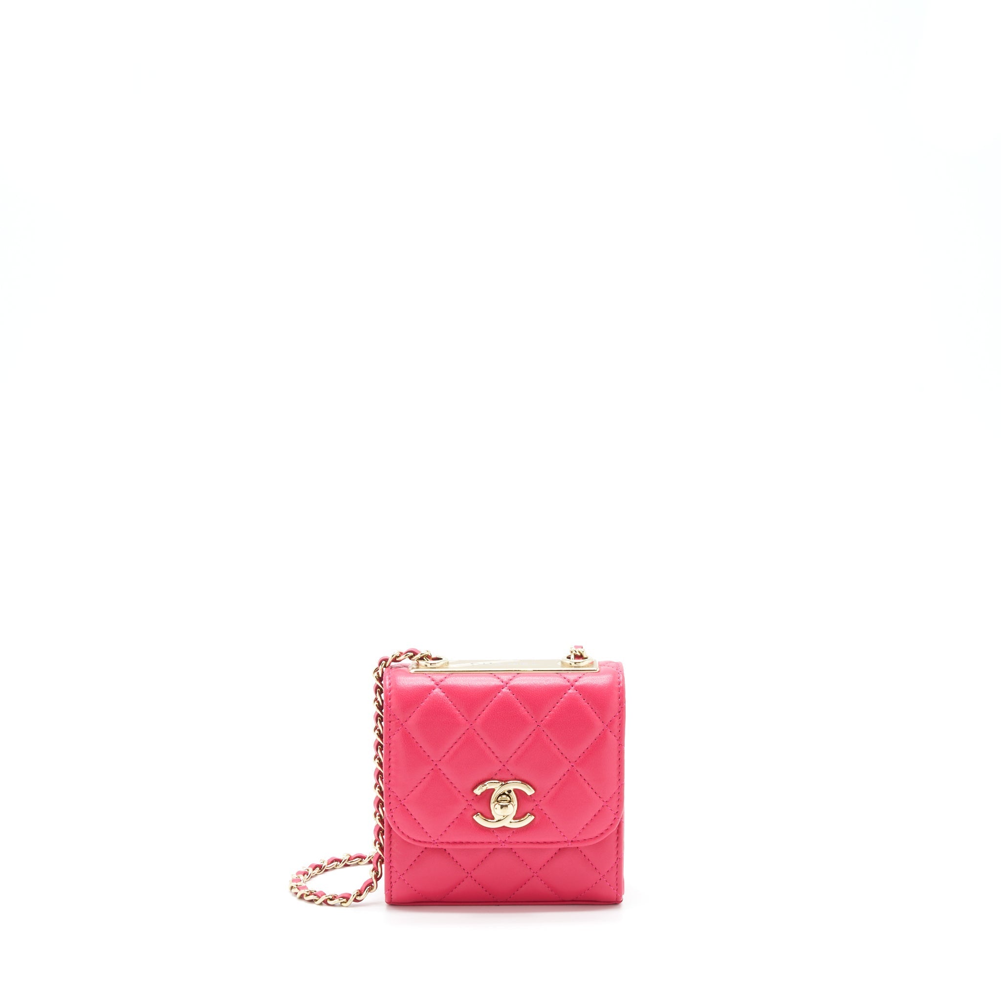 CHANEL MINI TRENDY CC WALLET ON CHAIN LAMBSKIN PINK LGHW