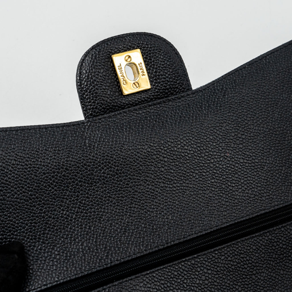 CHANEL JUMBO CLASSIC DOUBLE FLAP BAG CAVIAR BLACK GHW