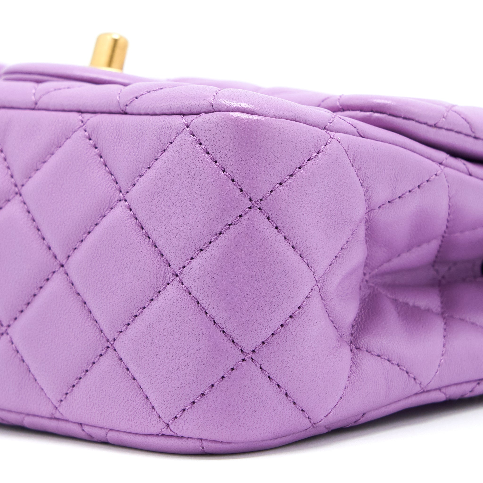 CHANEL 22S PEARL CRUSH MINI SQUARE LAMBSKIN PURPLE GHW