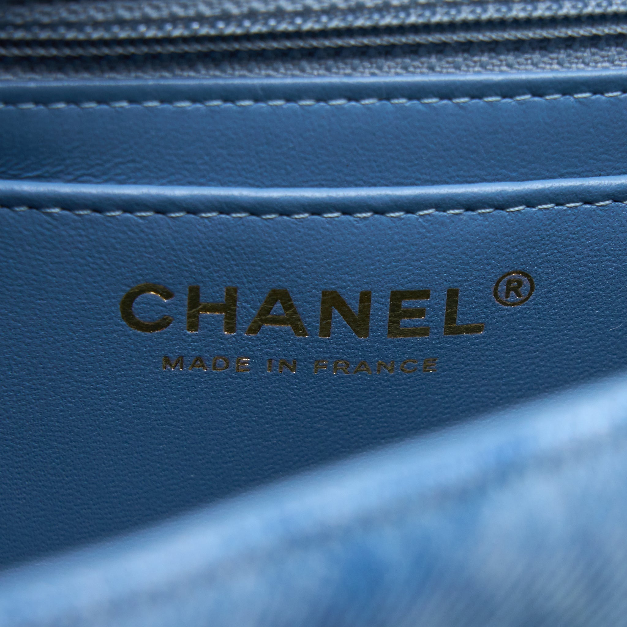 CHANEL 22B MINI RECTANGULAR DENIM LIGHT BLUE LGHW (MICROCHIP)