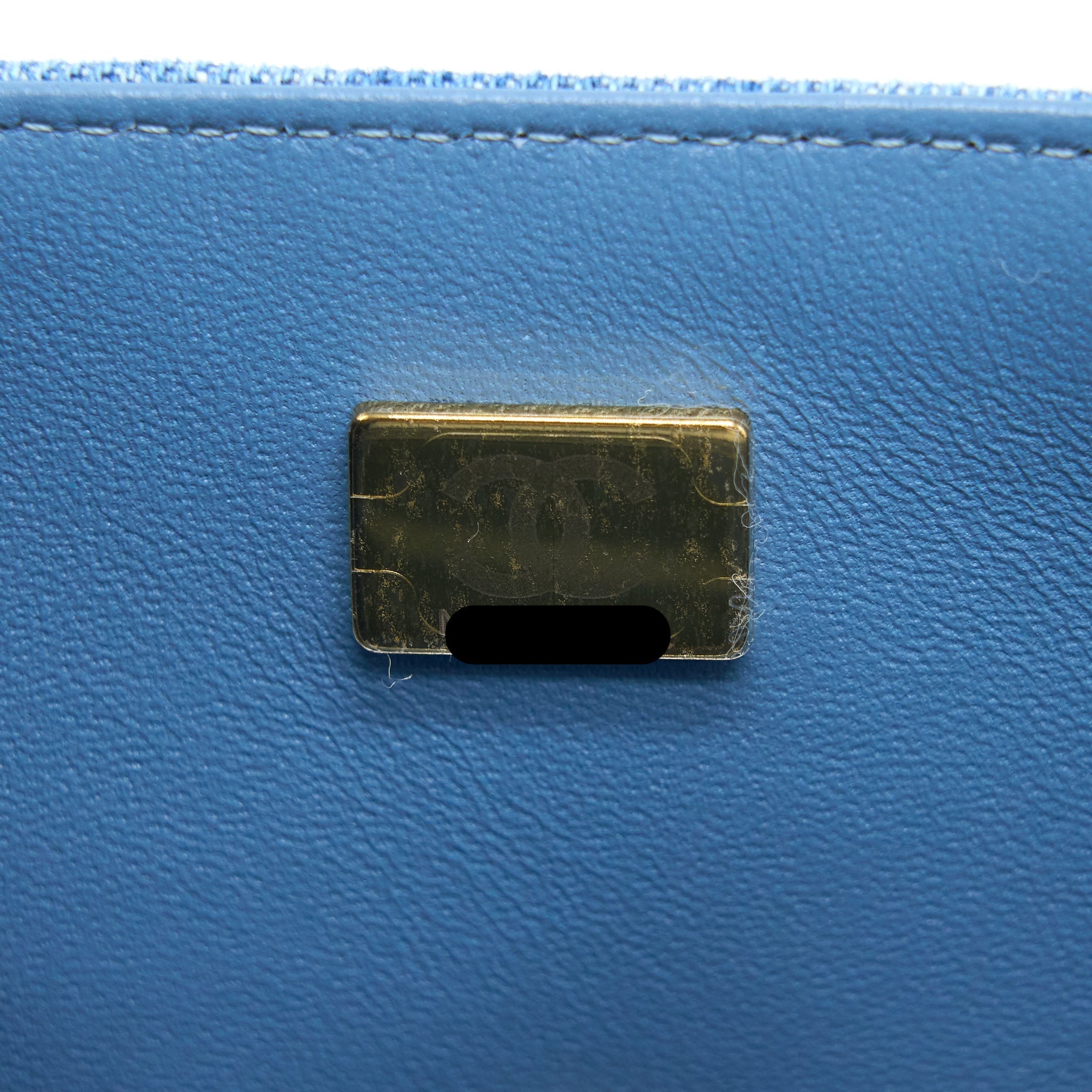 CHANEL 22B MINI RECTANGULAR DENIM LIGHT BLUE LGHW (MICROCHIP)