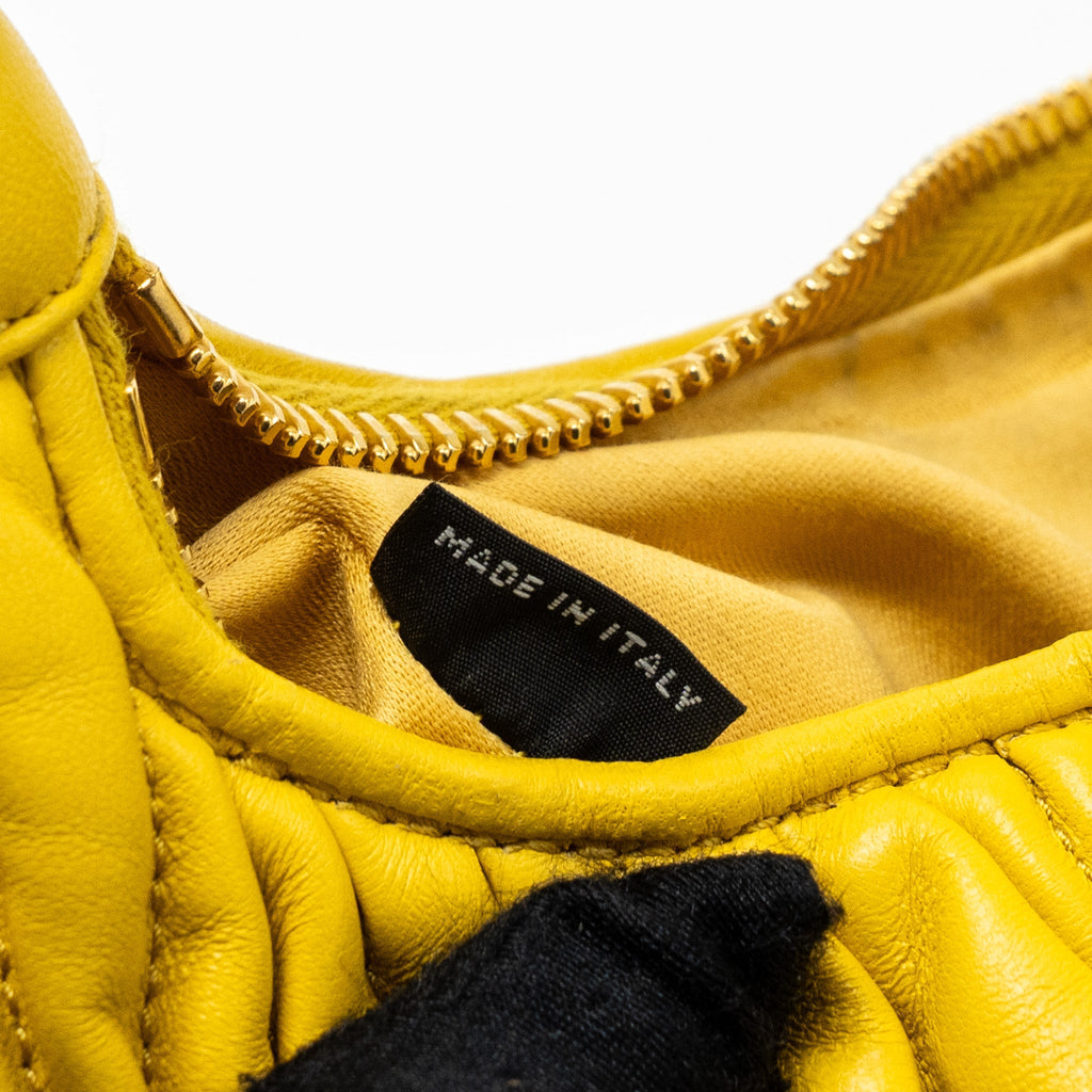 MIUMIU WANDER MATELASSE MINI HOBO BAG NAPPA YELLOW GHW