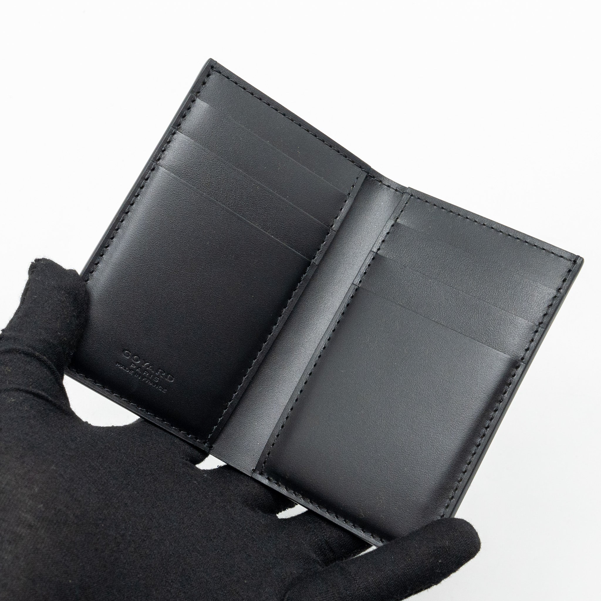 GOYARD SAINT-PIERRE CARD WALLET GOYARDINE CANVAS/CALFSKIN BLACK