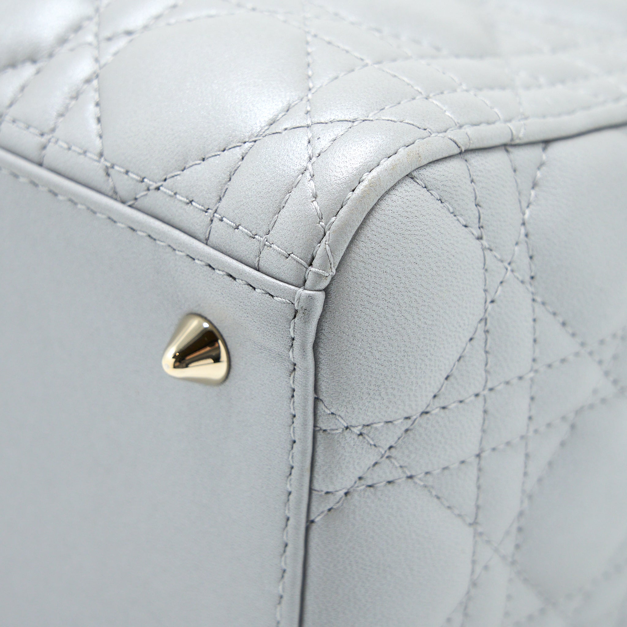 DIOR MEDIUM LADY DIOR LAMBSKIN GREY LGHW