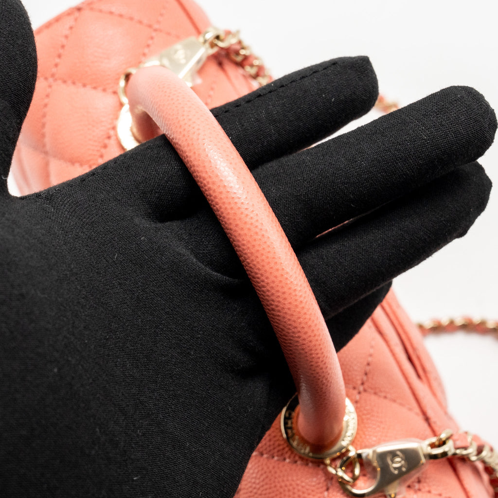 CHANEL SMALL COCO HANDLE CAVIAR PINK LGHW (MICROCHIP)