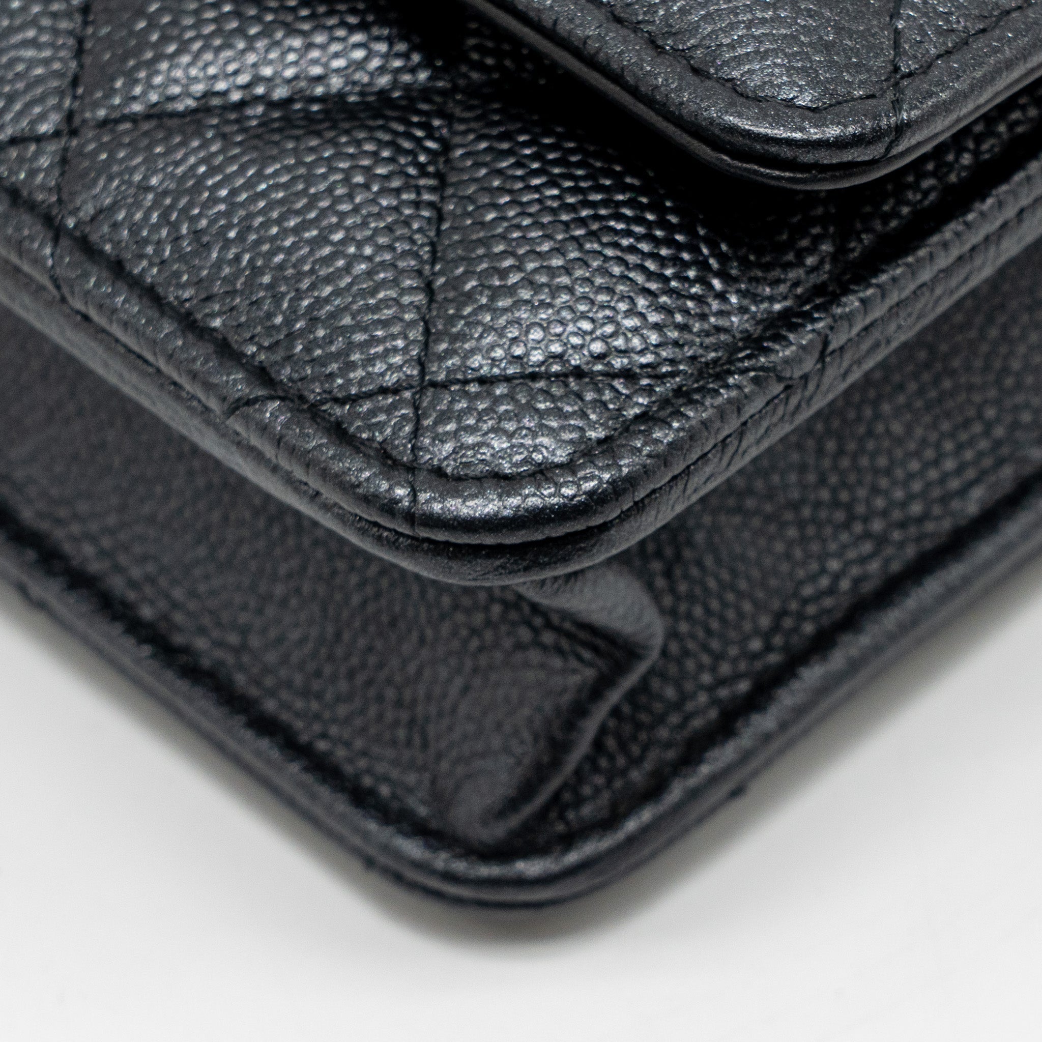 CHANEL 23B WALLET ON CHAIN WITH ADJUSTABLE CHAIN CAVIAR BLACK GHW (MICROCHIP)