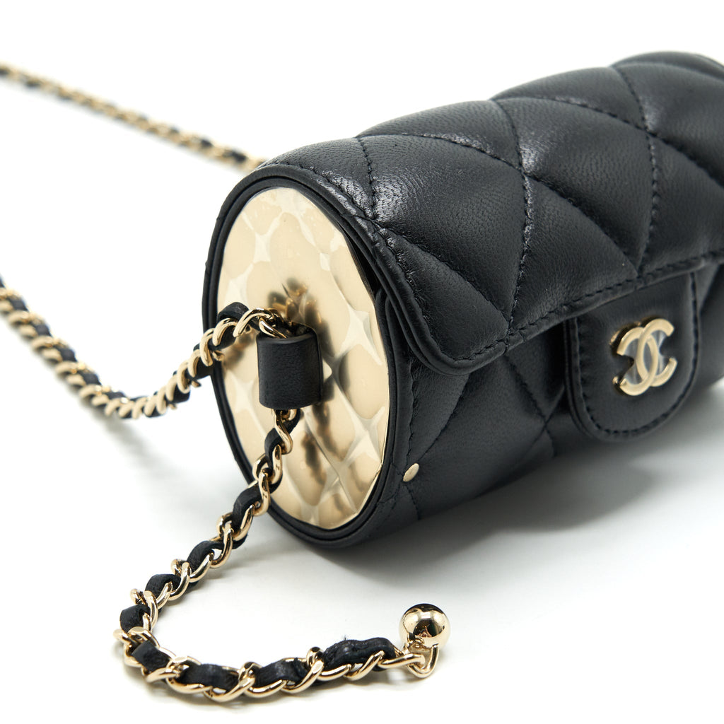 CHANEL 21A LIPSTICK MINI BAG WITH CHAIN BLACK GHW