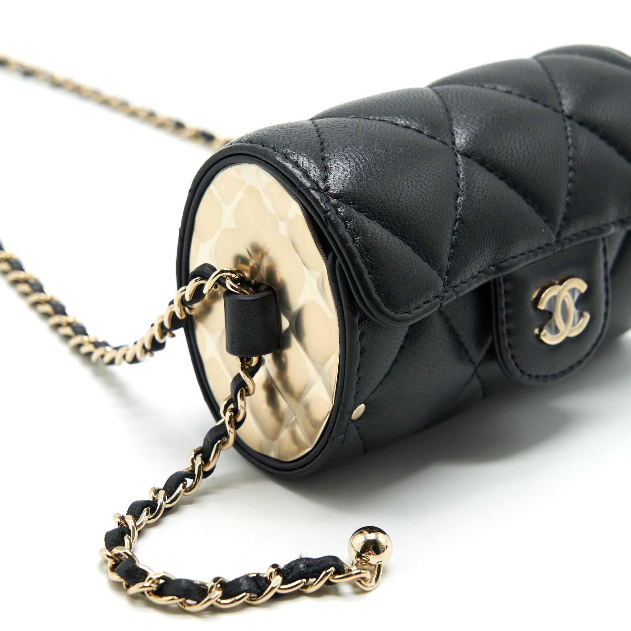 CHANEL 21A LIPSTICK MINI BAG WITH CHAIN BLACK GHW