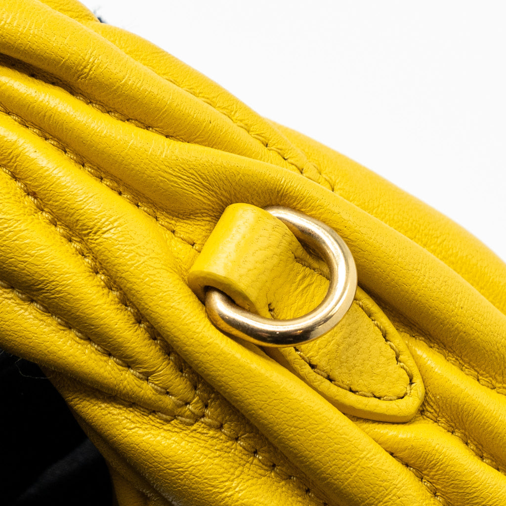 MIUMIU WANDER MATELASSE MINI HOBO BAG NAPPA YELLOW GHW