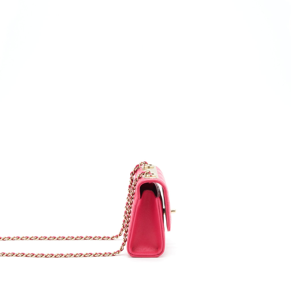 CHANEL MINI TRENDY CC WALLET ON CHAIN LAMBSKIN PINK LGHW