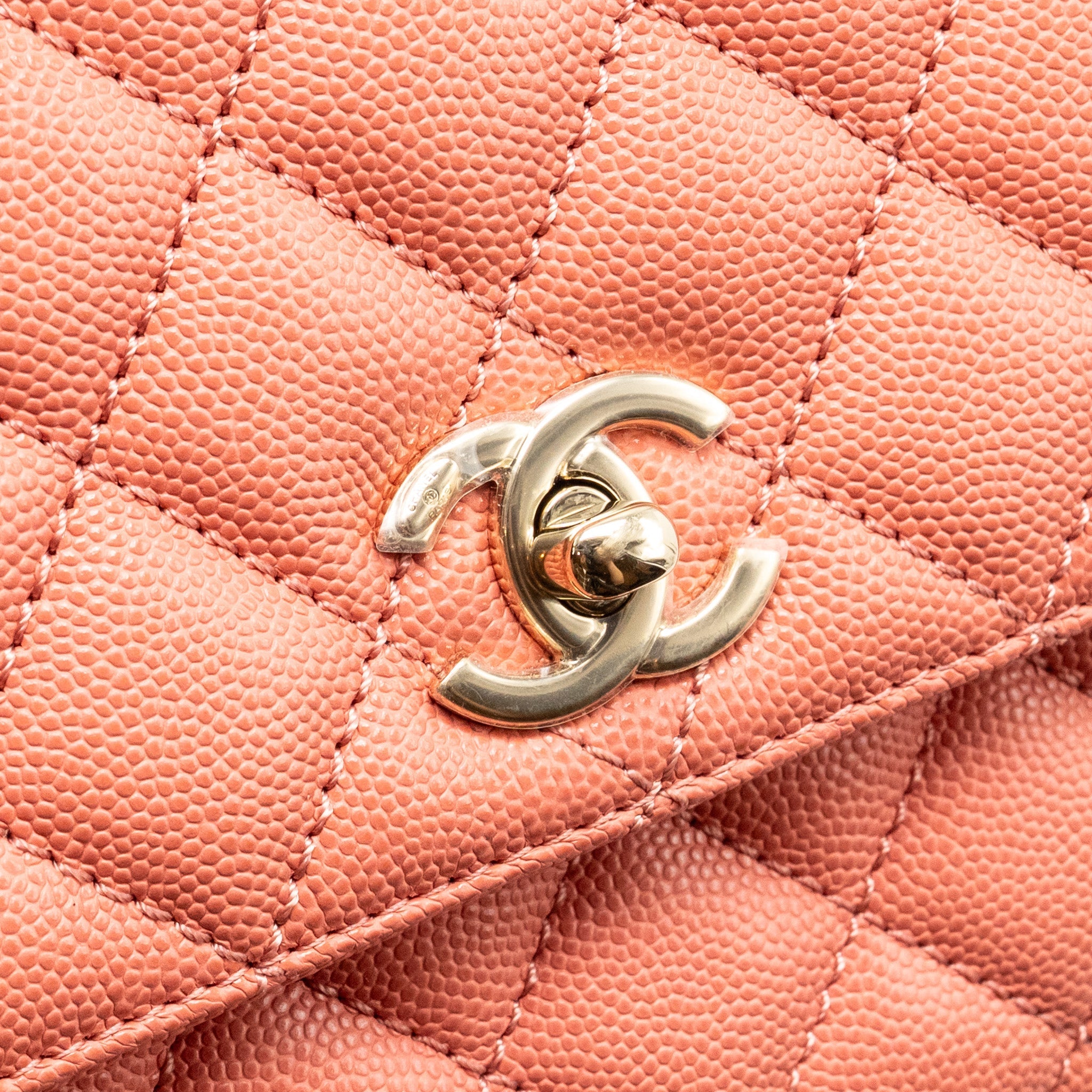 CHANEL SMALL COCO HANDLE CAVIAR PINK LGHW (MICROCHIP)