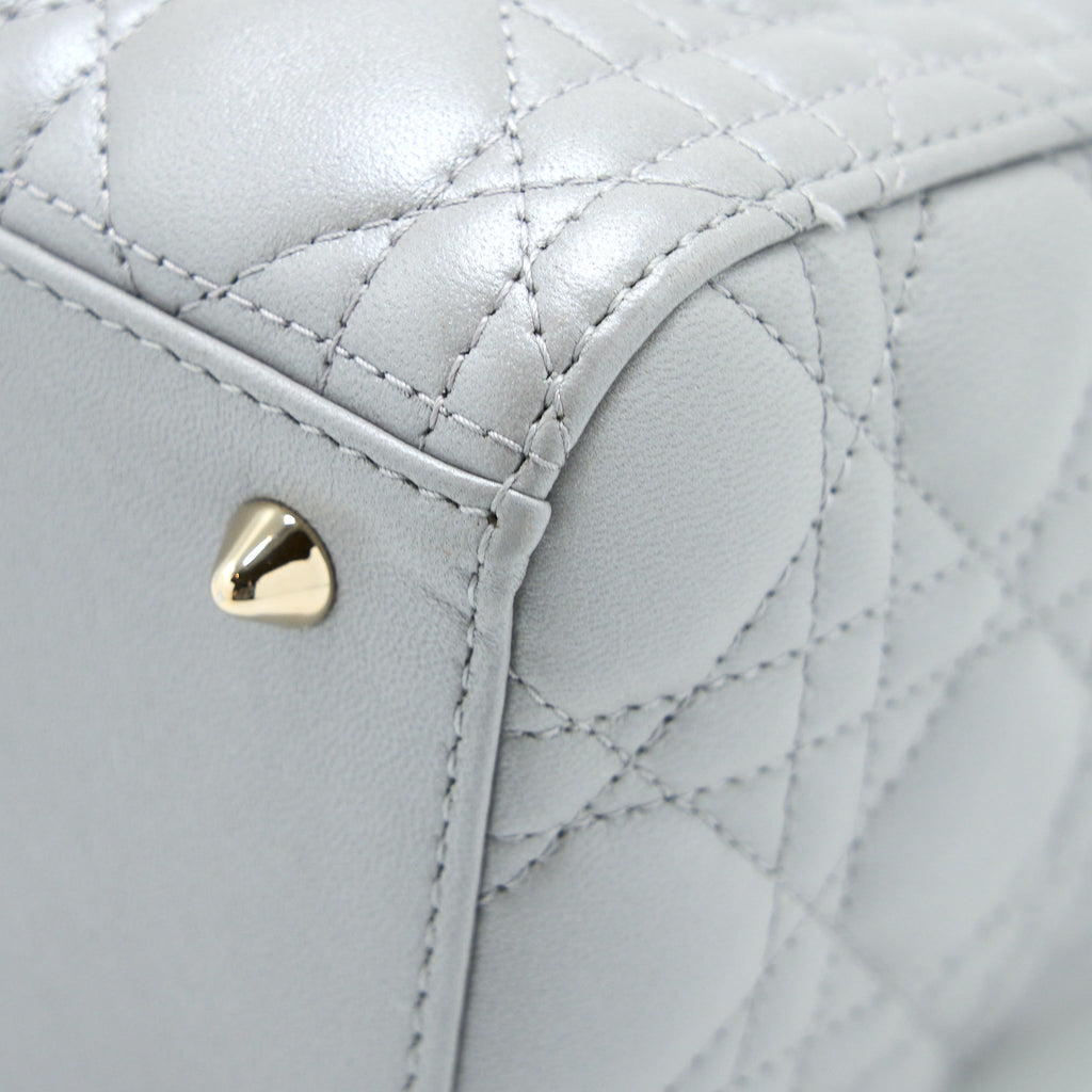 DIOR MEDIUM LADY DIOR LAMBSKIN GREY LGHW