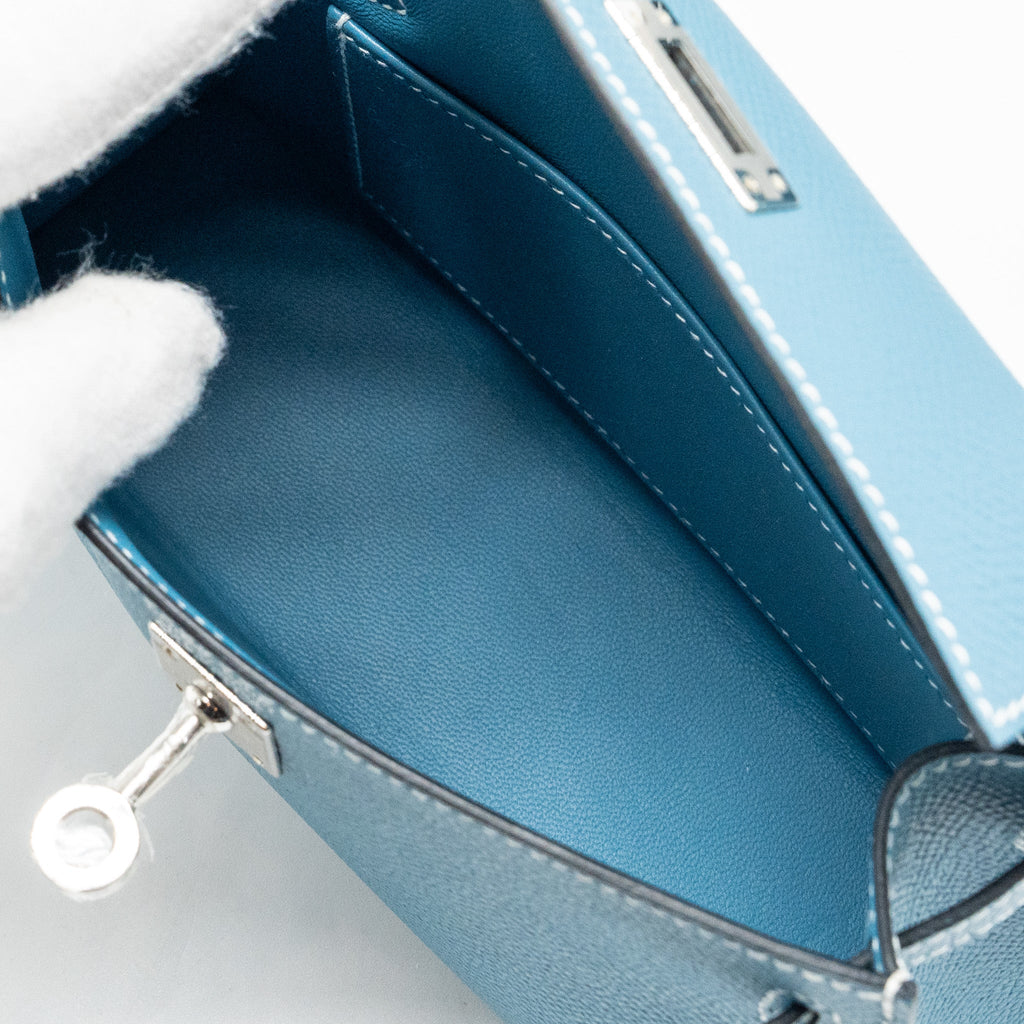 HERMES MINI KELLY II EPSOM NEW BLUE JEAN SHW