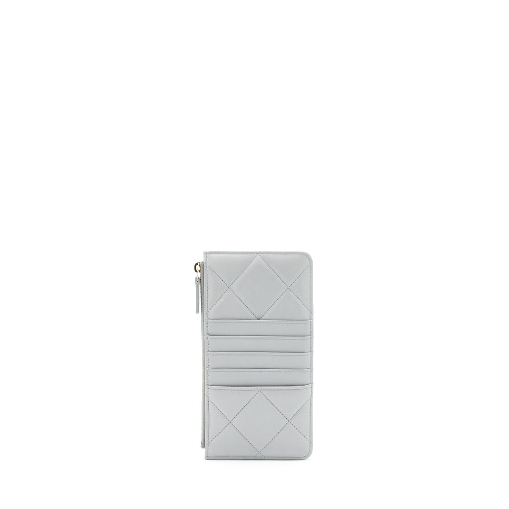 CHANEL 19 PHONE AND CARD HOLDER SMALL POUCH LAMBSKIN GREY GHW