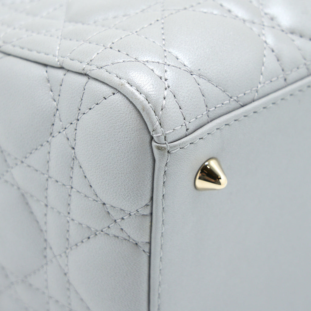 DIOR MEDIUM LADY DIOR LAMBSKIN GREY LGHW