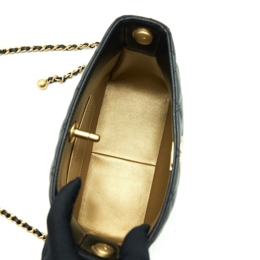 CHANEL 22S PEARL CRUSH HOBO BAG LAMBSKIN BLACK GHW (MICROCHIP)
