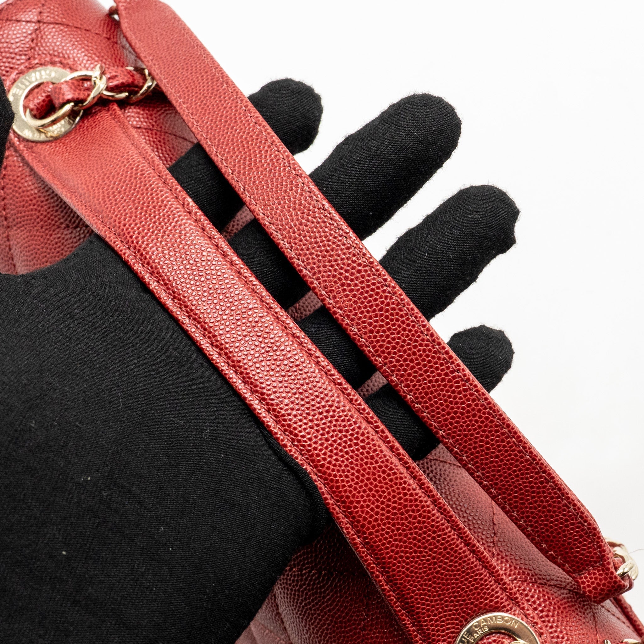 CHANEL LARGE BUSINESS AFFINITY CAVIAR RED LGHW